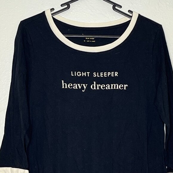 Kate Spade Intimates Light Sleeper Heavy Dreamer Pajama Black White Trim‎ Medium - Picture 2 of 6